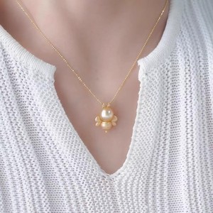 31278DIY Female Fashion Pendant with 9-11mm Round Beads S925 Silver Pearl Accessories Empty Support <b>Bee</b> Style for Stylish Women - Product Image 3