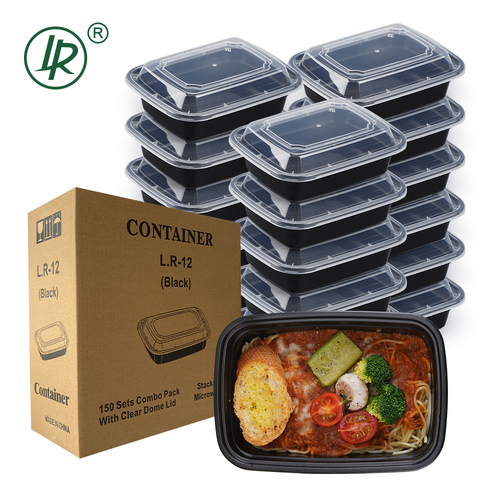 Factory Supplier 150 Packs Food Take Out Packaging Disposable Plastic Lunch Boxes Prepared Food Container