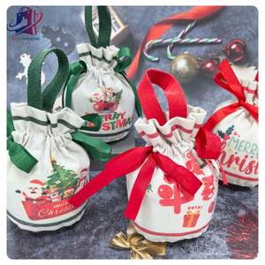 Nouveauté, sacs cadeaux en toile de coton écologiques avec cordon de serrage, logo personnalisé, sacs cadeaux de Noël recyclables, personnalisés - Product Image 5