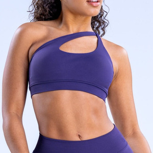 Soutien-gorge de yoga sans couture, sans dos, à une épaule, avec découpe, dos élégant, col halter, soutien-gorge de sport, haut court pour vêtements de sport, salle de sport - Product Image 2