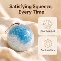 Balle anti-stress sensorielle transparente en gel souple, effet marbre flottant bleu glacé, pour la relaxation et les voyages
