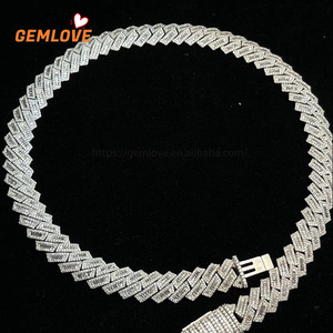 สร้อยคอเพชรเลี้ยงในห้องปฏิบัติการ 9K/14K/18K แบบ Cuban Chain หนาและเป็นประกาย งานจิวเวลรี่คุณภาพสูงสำหรับแร็ปเปอร์ฮิปฮอป - Product Image 5