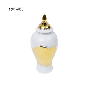 Vase en céramique de style européen, vase à fleurs en porcelaine dorée pour la décoration de la maison, pots à gingembre pour hôtel - Product Image 5