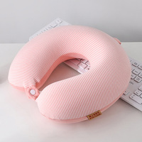 Oreiller de voyage rond en mousse à mémoire de forme 30*28cm, couleur unie, pour avion et voiture, soutien du cou