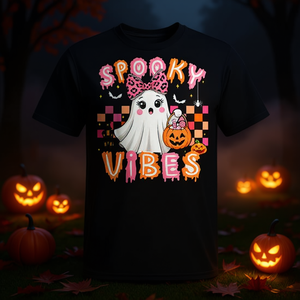 Camiseta de Halloween con diseño de fantasma Boo para niñas, camiseta de disfraz para niños, Spooky Vibes - Product Image 3