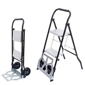 Chariot à main pliable Durable avec 2 roulettes pneumatiques, capacité de charge de 80Kg, pour garage/supermarché/maison, outils à 2 marches