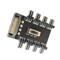 Controlador de Velocidad de Ventilador Manual de 3 Velocidades y 8 Puertos, Alimentado por SATA e IDE, para Ventiladores de Refrigeración de Chasis de PC de 3/4 Pines