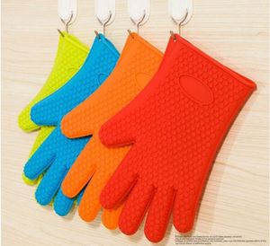 Heat Resistant Gloves BBQ Kitchen <b>Silicone</b> Oven Mitts <b>Waterproof</b> Non-Slip Potholder for Barbecue Cooking - Product Image 3