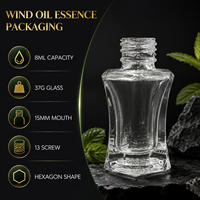 Flacon d'huile essentielle hexagonal vide avec logo personnalisé, 10 ml, 15 ml, avec bille roulante pour l'aromathérapie et le liquide anti-moustiques