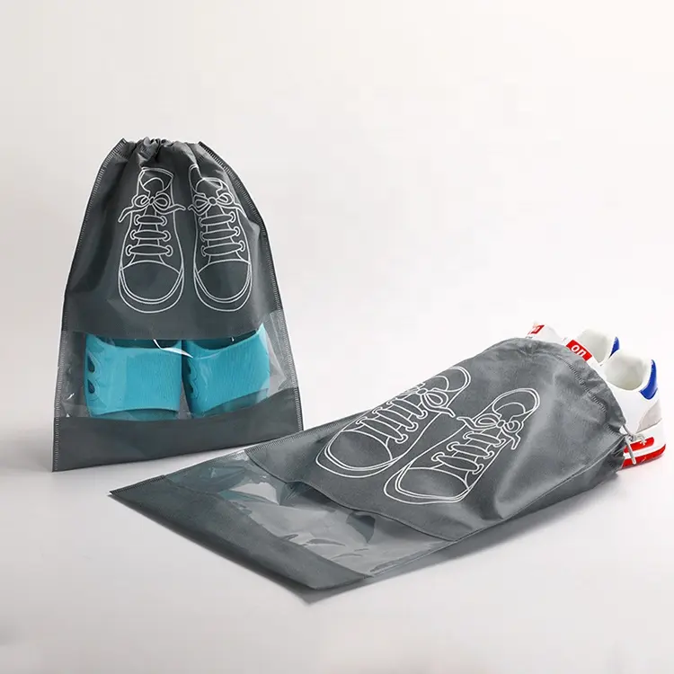 Lage Moq Non Woven Schoen Tas Tasje Voor Reizen Clear Schoenen Organizer