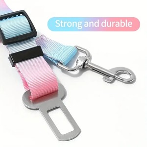 Adjustable Gradient Color Polyester <strong>Cat</strong> Dog Car Seat <strong>Belt</strong> Safety Carabiner Leash with Simple Fashion Design - Product Image 4