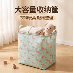 Cotton Linen Drawstring Storage Baskets Rectangle With Handle For Home Wardrobe Clothes Laundry Organization - Product Image 4