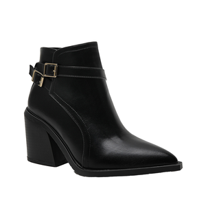 Chelsea Women's High Top Ankle Boots Bare Boots for Autumn/Winter Large-sized Pointed Toe Thick-heeled Zip Rubber Outsole - Product Image 2