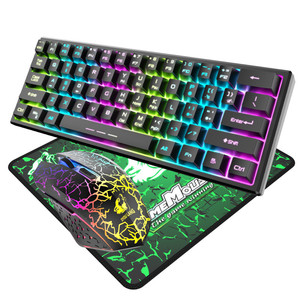 61 tasti 60% meccanico ricaricabile <span class=keywords><strong>tastiera</strong></span> senza fili con <span class=keywords><strong>Mouse</strong></span> Pad Bundle illuminato <span class=keywords><strong>Set</strong></span> di <span class=keywords><strong>tastiera</strong></span> <span class=keywords><strong>e</strong></span> <span class=keywords><strong>Mouse</strong></span> - Product Image 1