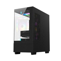 Boîtier de jeu pour ordinateur MATX avec panneau latéral en verre trempé à vue panoramique, modèle Gamer, châssis de jeu pour PC de taille moyenne en acier