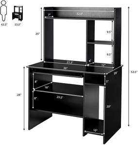 โต๊ะคอมพิวเตอร์ไม้พร้อมชั้นวางหนังสือและชั้นเก็บของโต๊ะทำงานในบ้านเป็นมิตรกับสิ่งแวดล้อม - Product Image 6