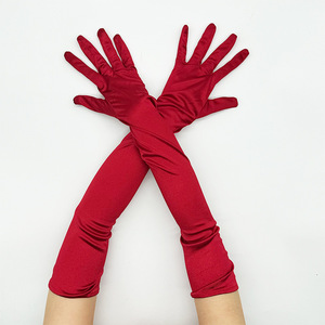 22 pulgadas 55cm longitud del codo Retro guantes de fiesta boda Cosplay guantes de satén elásticos para mujeres - Product Image 4