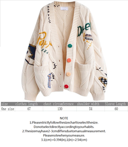 <span class=keywords><strong>Cardigan</strong></span> in maglia oversize da <span class=keywords><strong>donna</strong></span> con ricamo, modello casual, per autunno e inverno - Product Image 2