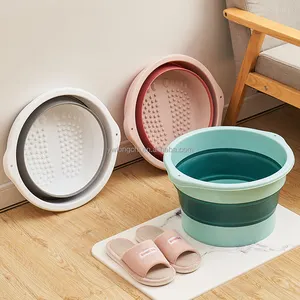 2022 Newest Bathroom Collapsible Bath Bucket Plastic Portable Foot Bath with Message for health Folding Soak Foot Basin