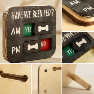 Letrero Colgante Creativo para Horarios de Comida, Tabla de Recordatorio <span class=keywords><strong>AM</strong></span>/<span class=keywords><strong>PM</strong></span> para Perros y Gatos, Tablero de Madera para Recordatorio de Alimentación de Mascotas - Product Image 2