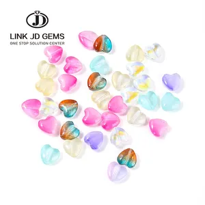 12*5mm Small Heart Shape Inside Hole Colorful Lampwork Crystal Glass Loose Beads For Jewelry Making DIY Crafts