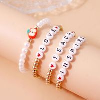 Bracelets élastiques perlés plaqués or avec breloques étoiles et lunes mignonnes et pendentif planète pour bébés filles