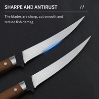 Couteau de cuisine en acier inoxydable antidérapant à revêtement noir personnalisé japonais avec manche en bois de teck couteaux de cuisine de pêche