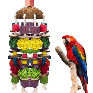 Phụ Kiện Vật Nuôi Nhiều Màu Bằng Gỗ Đầy Màu Sắc Lớn Nhai Sợi xơ dừa Chuỗi Lồng Vật Nuôi Treo Ngẫu Nhiên Phi Màu Hy Lạp Chim Vẹt Đồ Chơi - Product Image 1