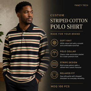 Maglione Polo <span class=keywords><strong>da</strong></span> <span class=keywords><strong>Uomo</strong></span> Personalizzato <span class=keywords><strong>in</strong></span> <span class=keywords><strong>Cotone</strong></span> a Righe Stile Retrò, Manica Lunga, Vestibilità Comoda, OEM ODM - Product Image 2