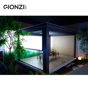 Cubierta de toldo bioclimático de diseño moderno GIONZI, persiana impermeable para techo de Louvre, Gazebo, pérgola de aluminio para exteriores, Aluminio