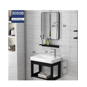Lavabo Pequeño de Cerámica Negro, Montado en la Pared, con un Solo Orificio - Product Image 4