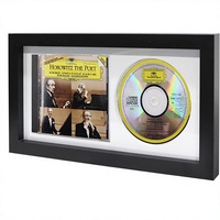 Kotak Pajangan CD S&L Modern Persegi Panjang, Dapat Dipasang di Dinding/Meja, dengan Penyangga, 76x138 Inci, Kaca Anti Pecah, Kayu Hitam