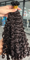 Extensions de cheveux naturels vierges à pointe K invisible, bouclés afro, blond clair P4/27 ombré, cuticules entièrement alignées, doux, à pointe kératine