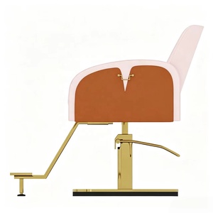 Fauteuil de Barbier Moderne, Chaise de Coiffure Rembourrée avec Dossier en Cœur et Base Dorée pour Salon de Beauté - Product Image 3