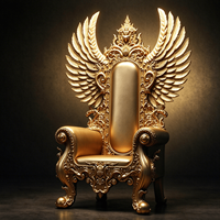 Fauteuil d'appoint de luxe doré, fauteuil royal rembourré à dossier ailé pour salon et décoration intérieure