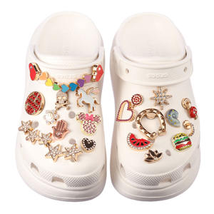 Colorido creativo DIY accesorio de Metal decoraciones para zapatos desmontable borde dorado serie de taladro de Metal hebilla flor decoración de zapatos - Product Image 1