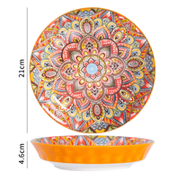 Vente en gros de cuisine platos colorée de style bohème nordique, salle à manger, service de table en porcelaine de bohème, ensemble d'assiettes en céramique marocaine