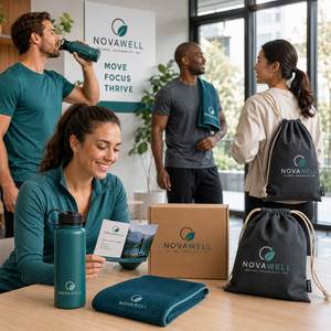 Set de Regalo Ecológico Personalizado con Logotipo para el Bienestar de los Empleados, con Botella Deportiva, Toalla de Yoga, Bolsa Reciclada y Tarjeta - Product Image 2