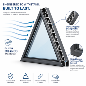 Ventana Triangular Personalizada de Aluminio, Tipo Gable, para Villa, Marco Fijo, Acristalamiento a Medida, Forma Especial OEM, Proyecto Residencial - Product Image 1