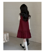 Nouvel ensemble de vêtements pour adolescentes automne 2026 : pull tricoté basique et robe plissée scintillante gris bordeaux
