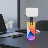 Luz de Videoconferencia Recargable de 2200mAh con Clip, CRI>97, Temperatura de Color Tricolor (2500-6500K), Resistente al Agua y a los Golpes