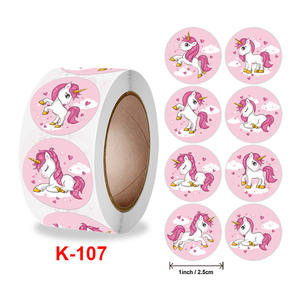 500 Uds. Rollo de pegatinas de unicornio de dibujos animados Regalo 1 pulgada niños mono perro decoración embalaje lindo Animal gracias pegatinas etiqueta - Product Image 3