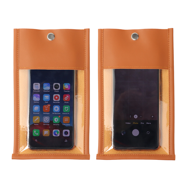 Prevent Photography Mobile Phone Bag Anti Camera Security Pouch 12.5*21cm Orange PU Leather for Weddings Art Exhibitions