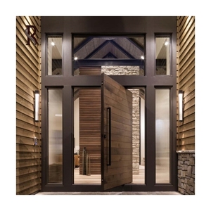 Rising OEM Canaidan Villas Puerta principal de madera de teca Diseños insonorizados Pivote de puerta Puertas principales exteriores para casas con precio de fábrica - Product Image 3