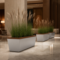 YISHANG Bac à fleurs en fer soudé robuste, revêtement électrostatique, motif grain de bois sur le dessus