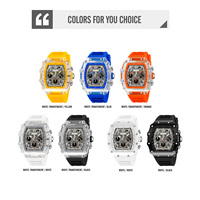Montre à quartz pour homme Skmei 2305, style rétro carré, dessin animé, luxe, sport, style antique, bracelet en acier inoxydable PC, silicone, étanche 3ATM