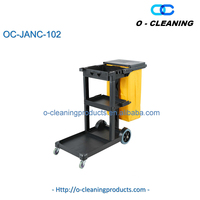 Chariot de nettoyage O-Cleaning à 3 étagères en plastique sur roulettes, chariot de ménage, chariot de service de nettoyage pour hôtel