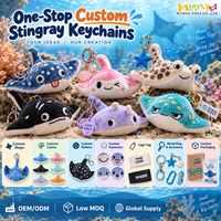 Porte-clés en peluche Raie Manta en gros, porte-clés amusant en forme d'animal marin en peluche pour souvenirs de plage, boutiques de cadeaux, logo personnalisé