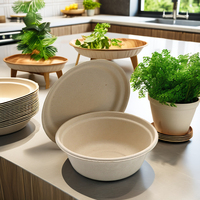 Assiettes jetables écologiques en bagasse biodégradable de 16oz, bols carrés à salade droits, ustensiles culinaires sans PFAS pour Thanksgiving