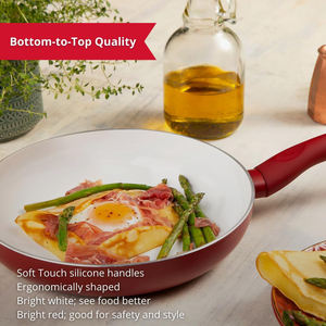 Juego de Ollas y Sartenes Antiadherentes de Cerámica, Juego de 9 Piezas de Sartenes y Ollas Antiadherentes, Sartenes de Aluminio Rojo - Product Image 5